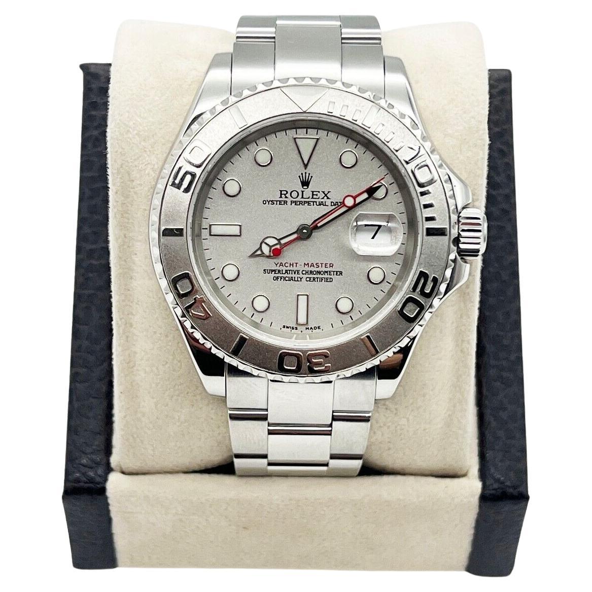 Rolex 16622 Yacht Master Platinum Dial Platinum Stainless Steel Box Papers For Sale
