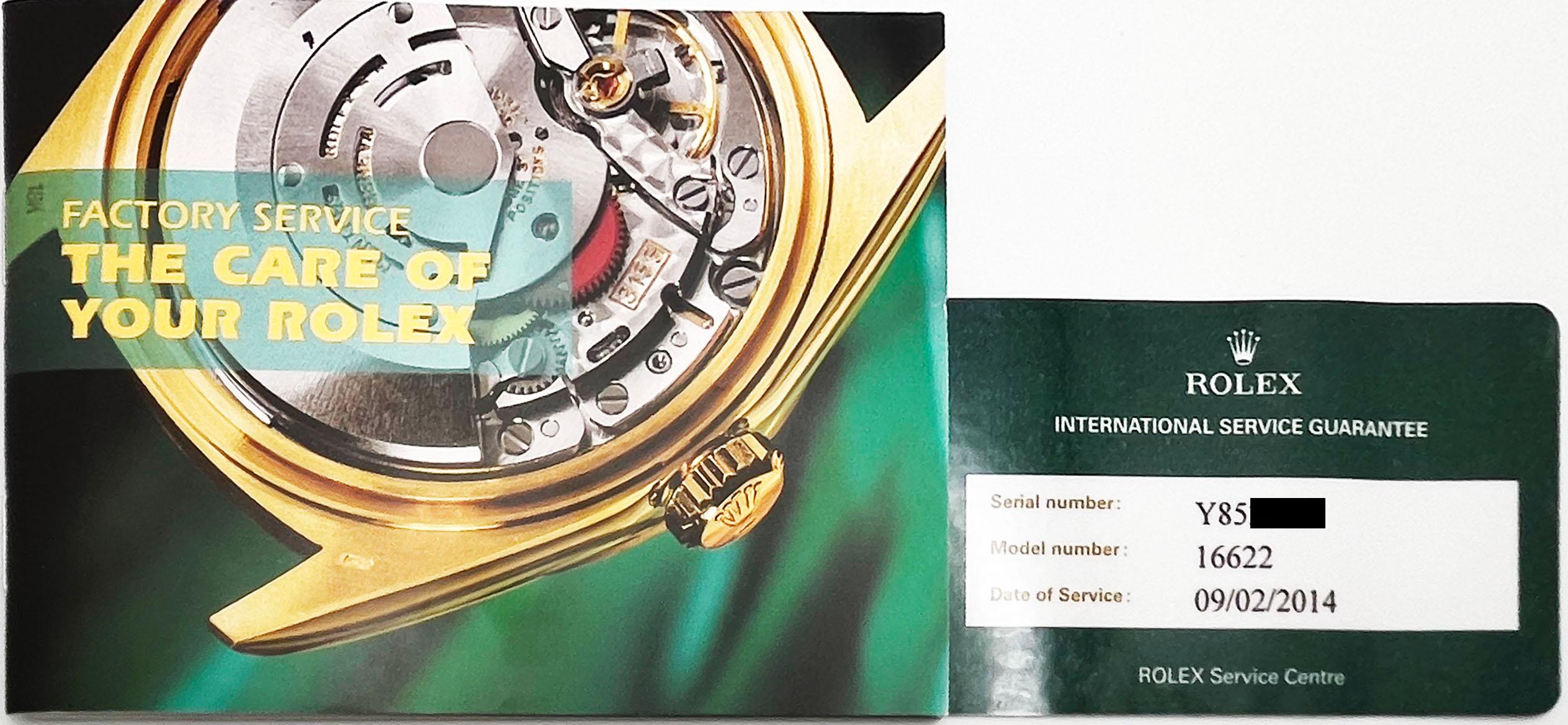 Rolex 16622 Yacht Master 40mm Platin Edelstahl Box Service Card 4