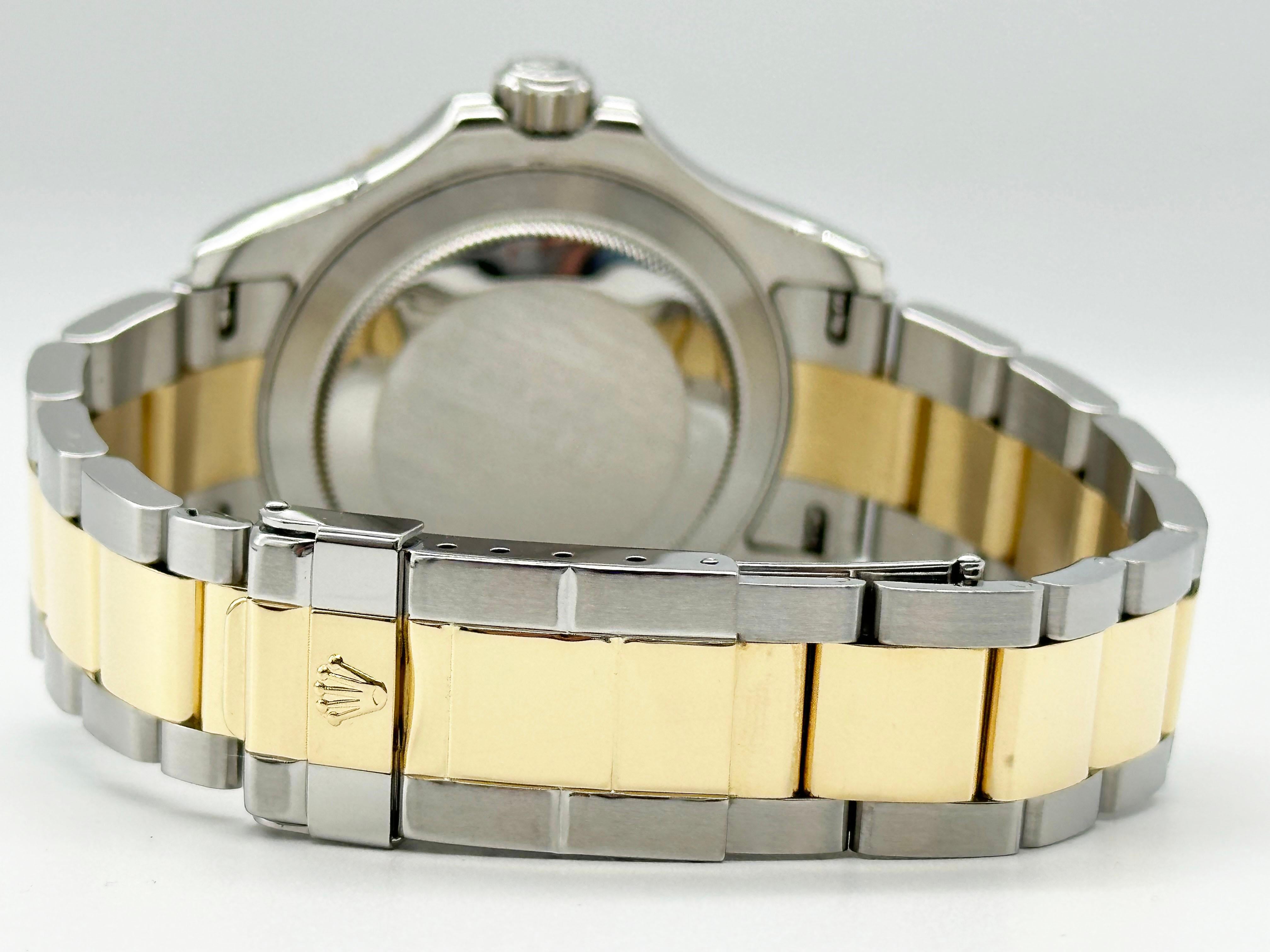 Rolex 16623 Yacht Master 40mm Blaues Zifferblatt 18K Gelbgold Edelstahl Box Papier 3