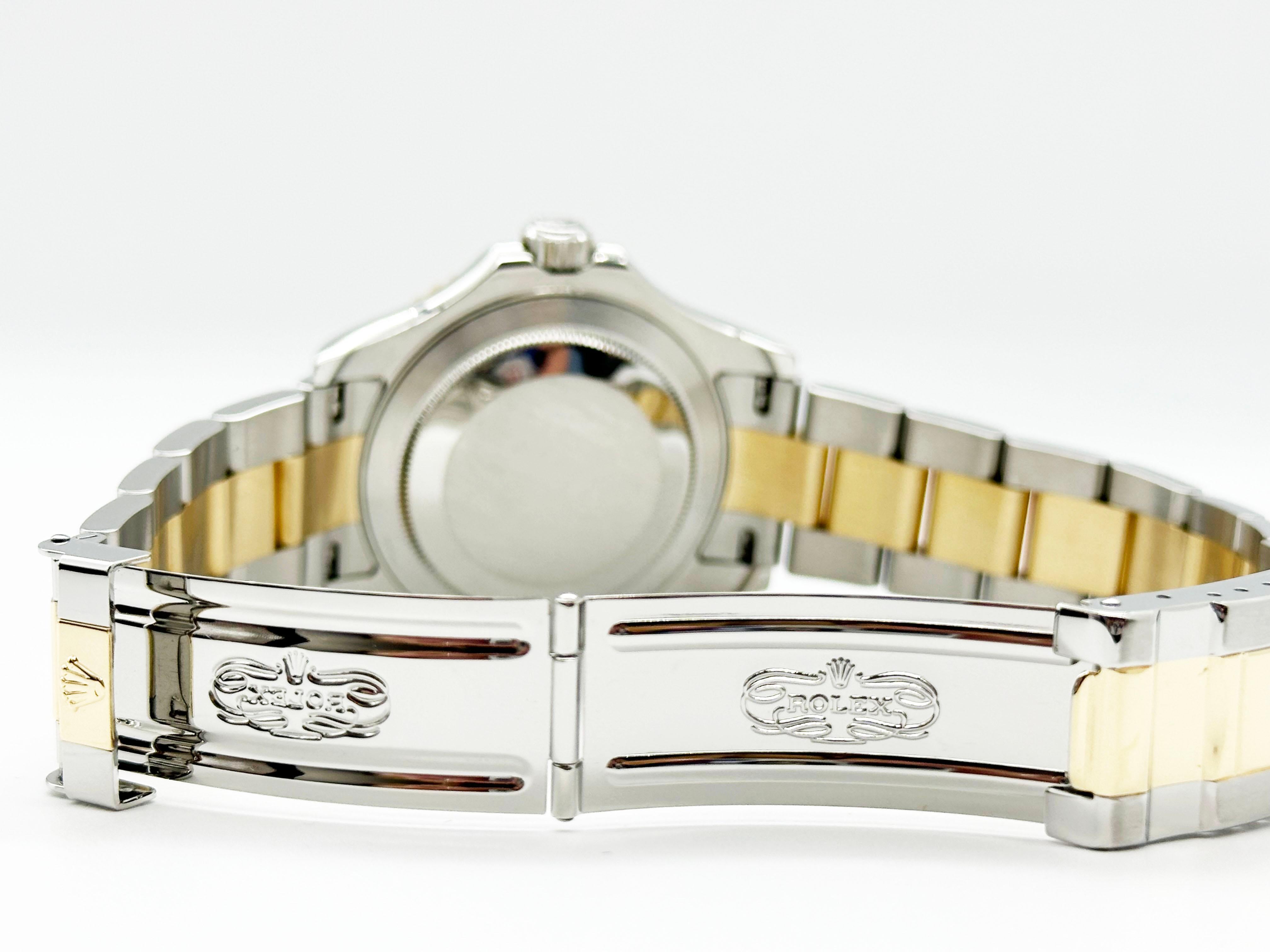 Rolex 16623 Yacht Master 40mm Blaues Zifferblatt 18K Gelbgold Edelstahl Box Papier 5