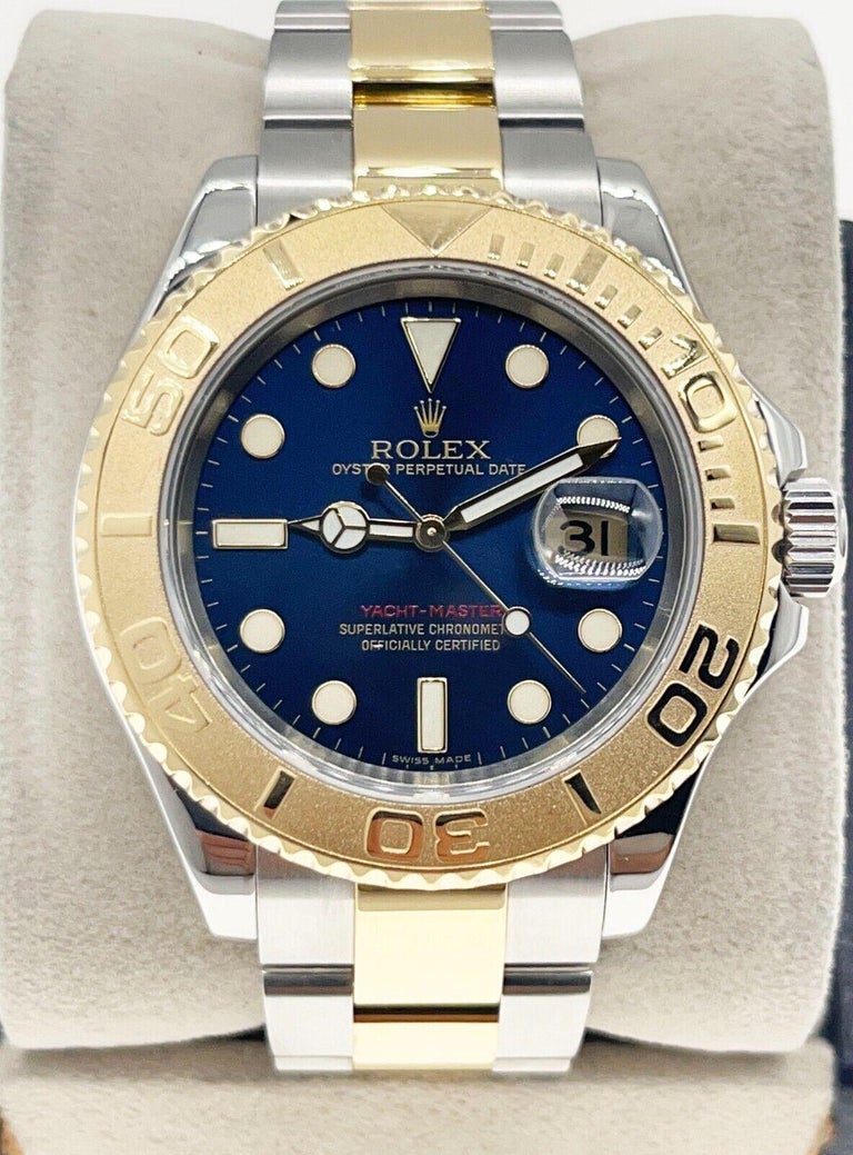 Rolex 16623 Yacht Master Quadrante blu Oro giallo 18 carati Acciaio  inossidabile Scatola Libretto
