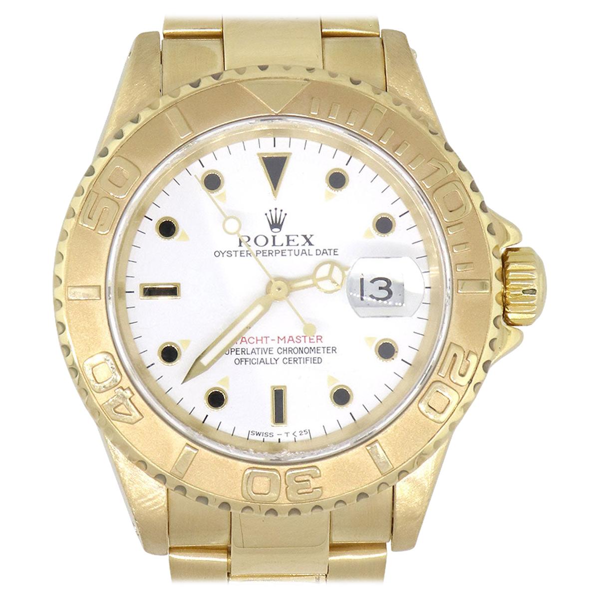 Rolex 16628 Yacht-Master 18 Karat Yellow Gold White Dial Watch