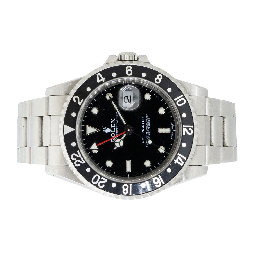 Rolex 16700 GMT-Master Stainless Steel Black Dial Watch For Sale 1