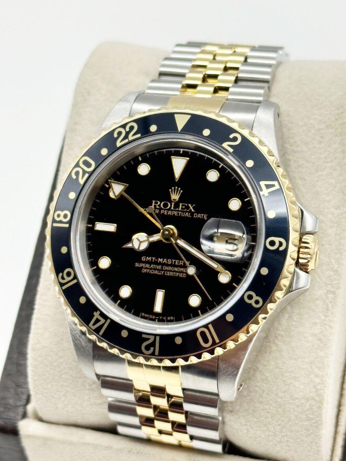 Rolex 16713 GMT Master II 18k Gelbgold Edelstahl Jubiläumsring aus Edelstahl im Zustand „Hervorragend“ in San Diego, CA
