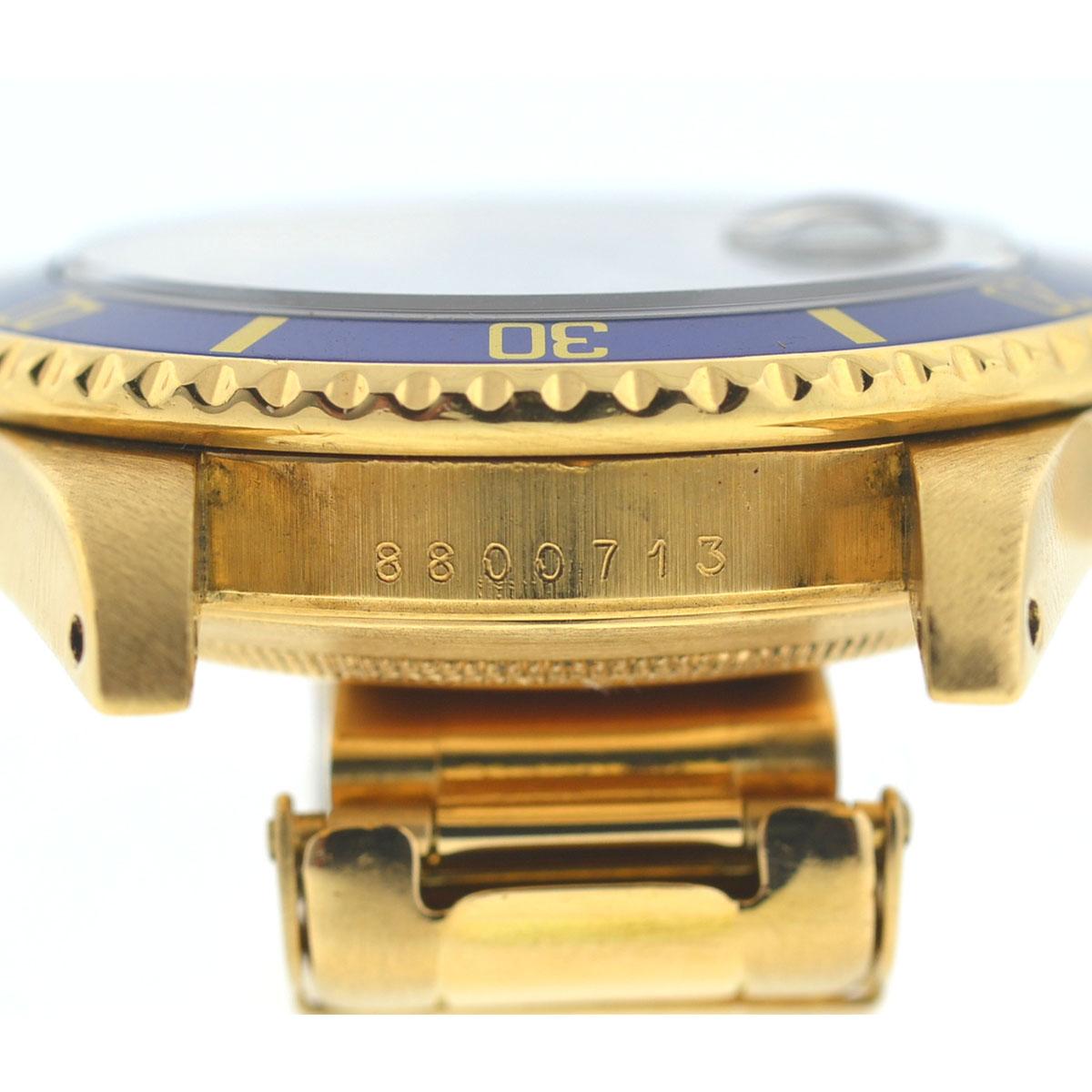 Rolex 16808 Submariner 18 Karat Yellow Gold Blue Dial Automatic Men's Watch 6