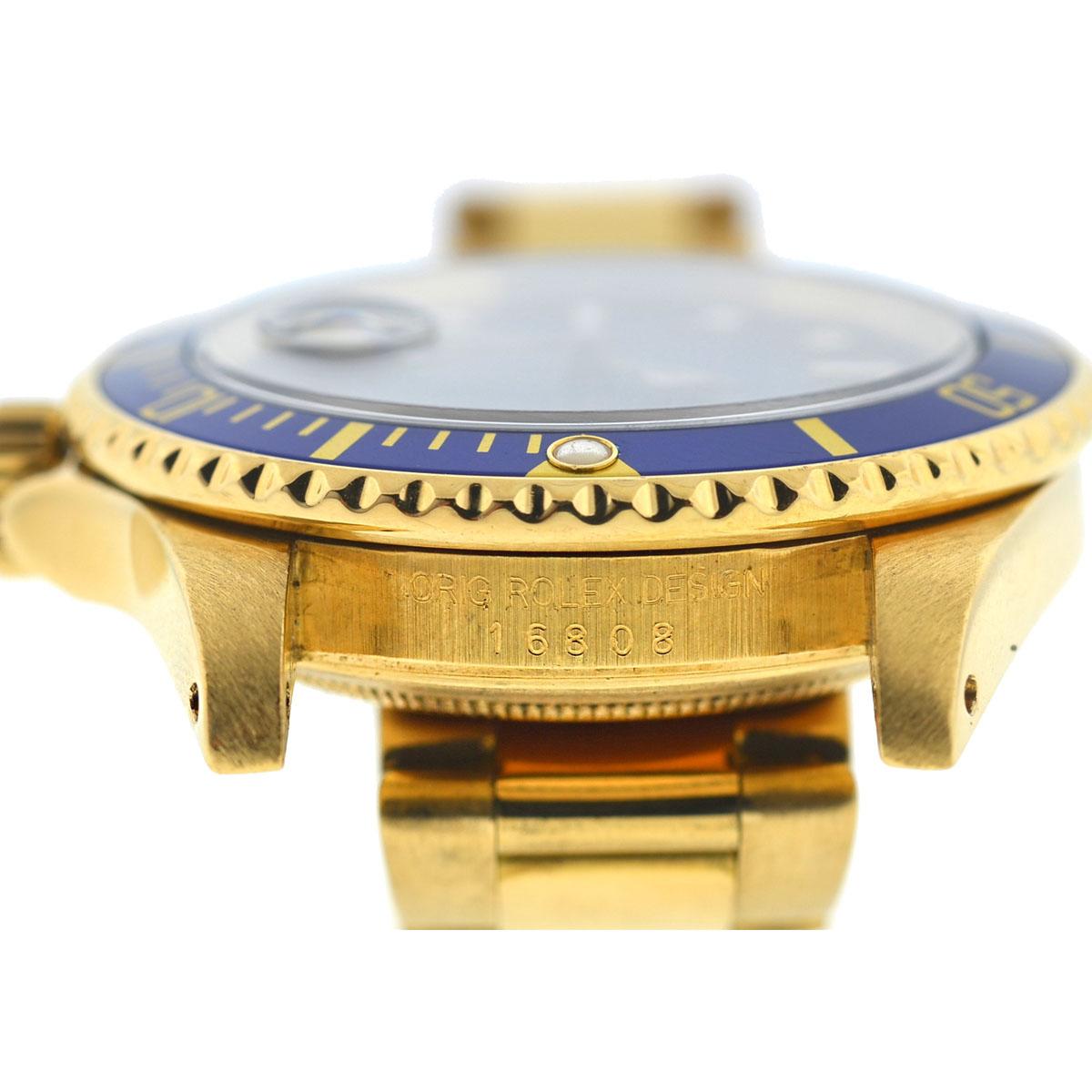 Rolex 16808 Submariner 18 Karat Yellow Gold Blue Dial Automatic Men's Watch 7