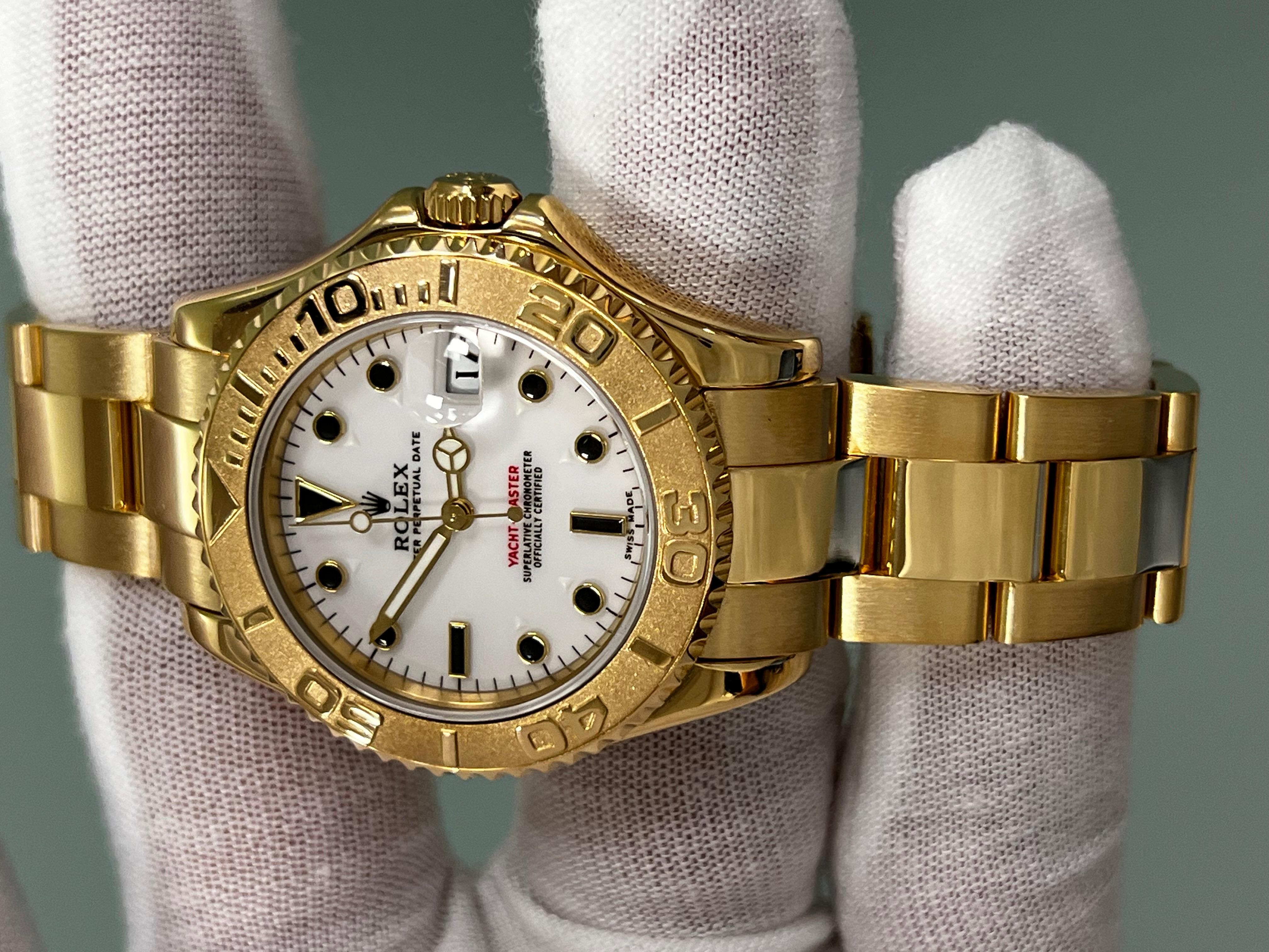 Rolex 168628 Yacht Master Midsize 35mm 18K Yellow Gold Rolex Box For Sale 6
