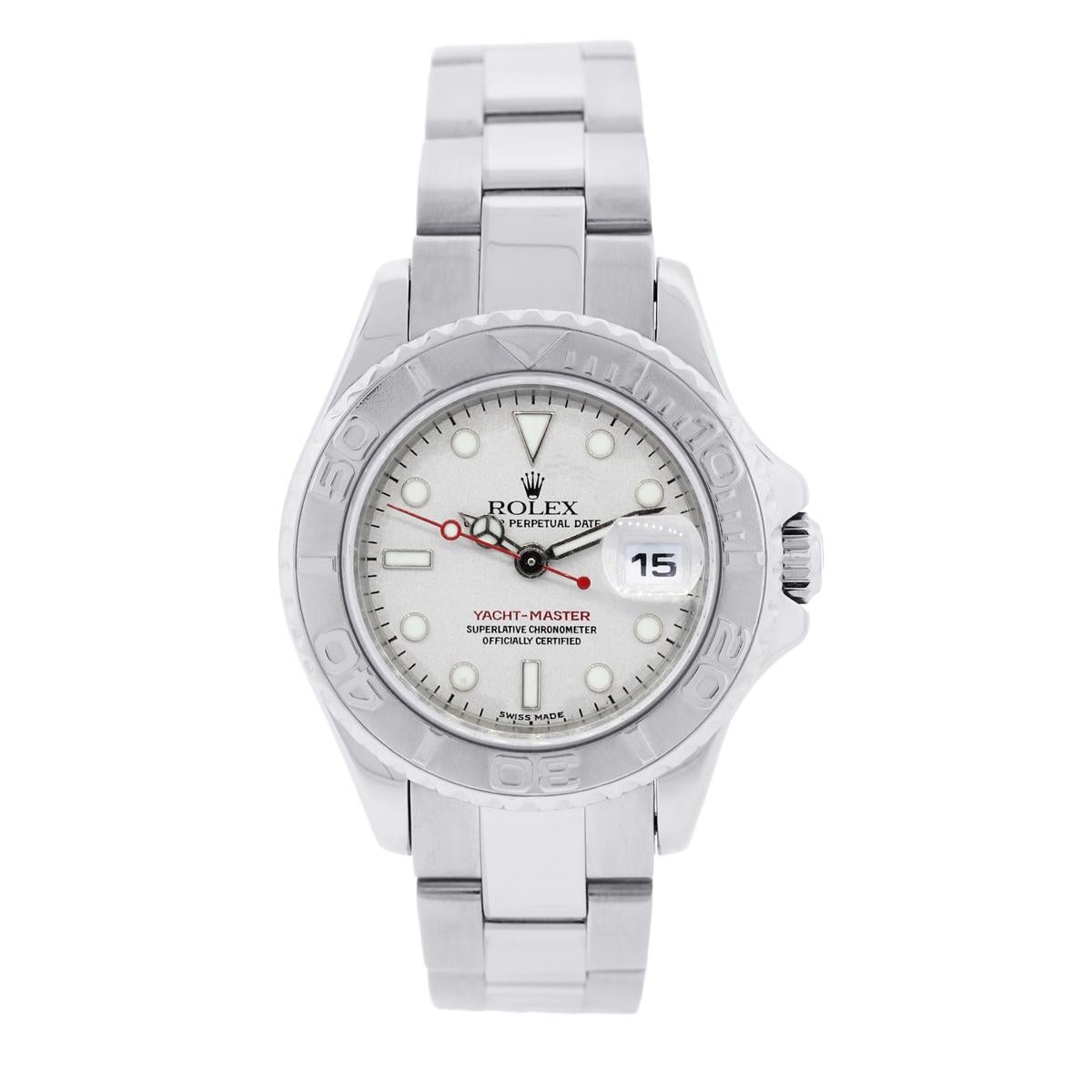 Modern Rolex 169622 Yacht-Master Platinum and Stainless Steel Ladies Watch For Sale