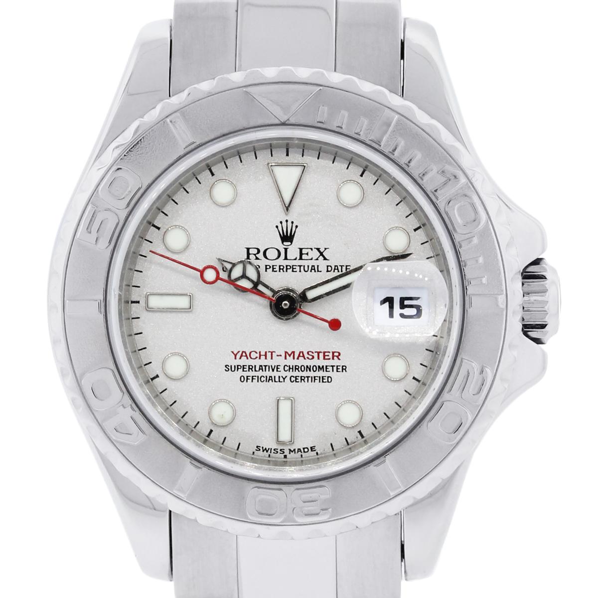Rolex 169622 Yacht-Master Platinum and Stainless Steel Ladies Watch In Excellent Condition For Sale In Boca Raton, FL