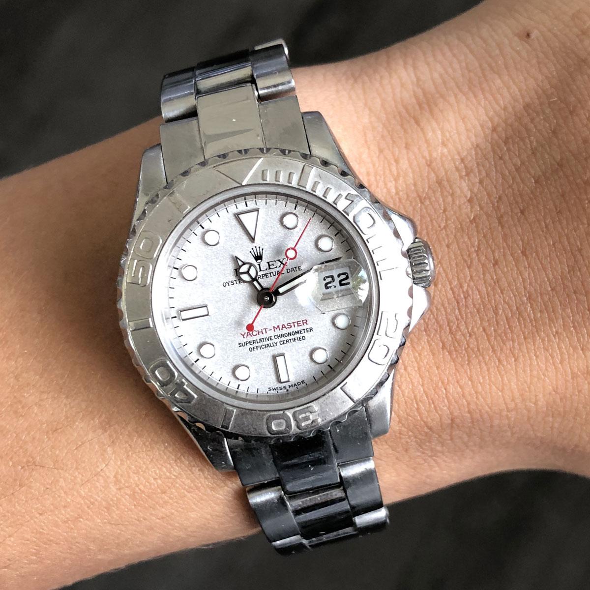Rolex 169622 Yacht-Master Platinum and Stainless Steel Ladies Watch For Sale 4