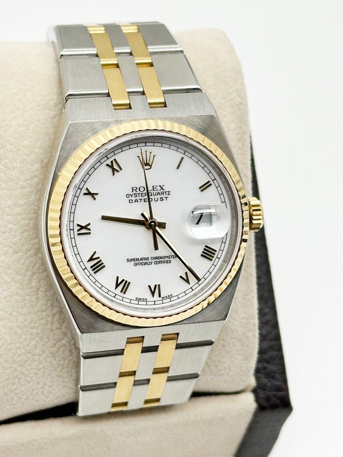 Rolex 17013 Datejust Oysterquartz White Dial 18K Yellow Gold Stainless Steel For Sale 3