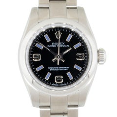 Rolex 176200 Datejust Stainless Steel Black Semi Arabic Dial Watch