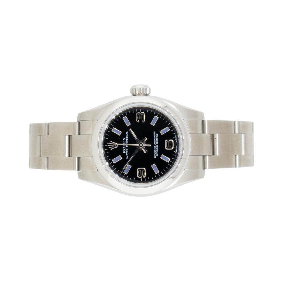 Rolex 176200 Datejust Stainless Steel Black Semi Arabic Dial Watch For Sale 2