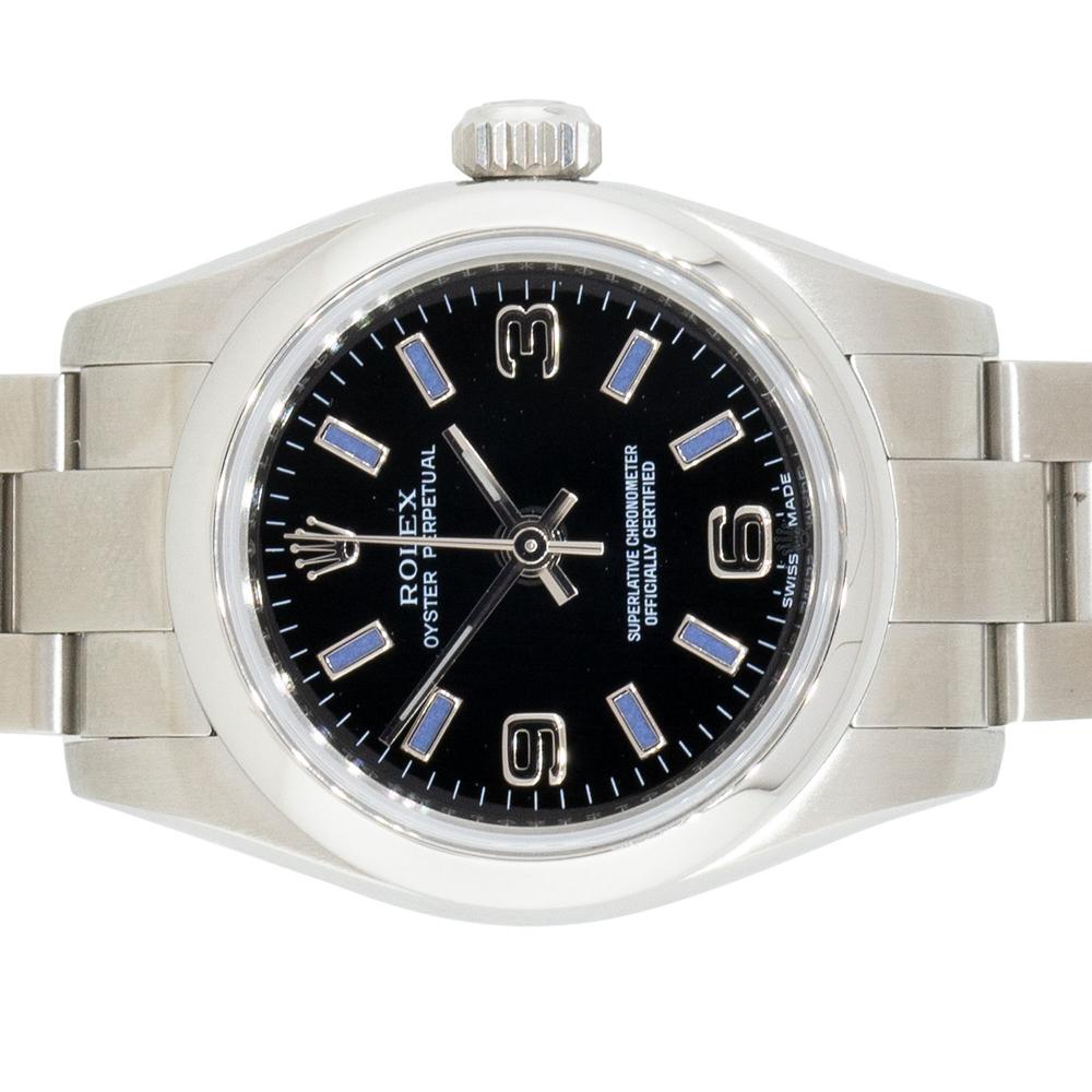 Rolex 176200 Datejust Stainless Steel Black Semi Arabic Dial Watch For Sale 5
