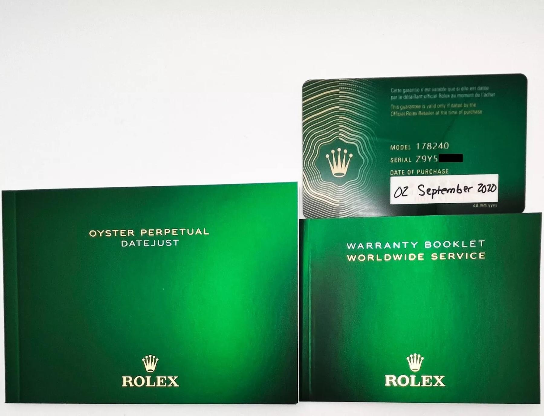 Rolex 178240 Datejust Midsize 31mm Rosa römisches Zifferblatt Edelstahl Box Papier 2020 2