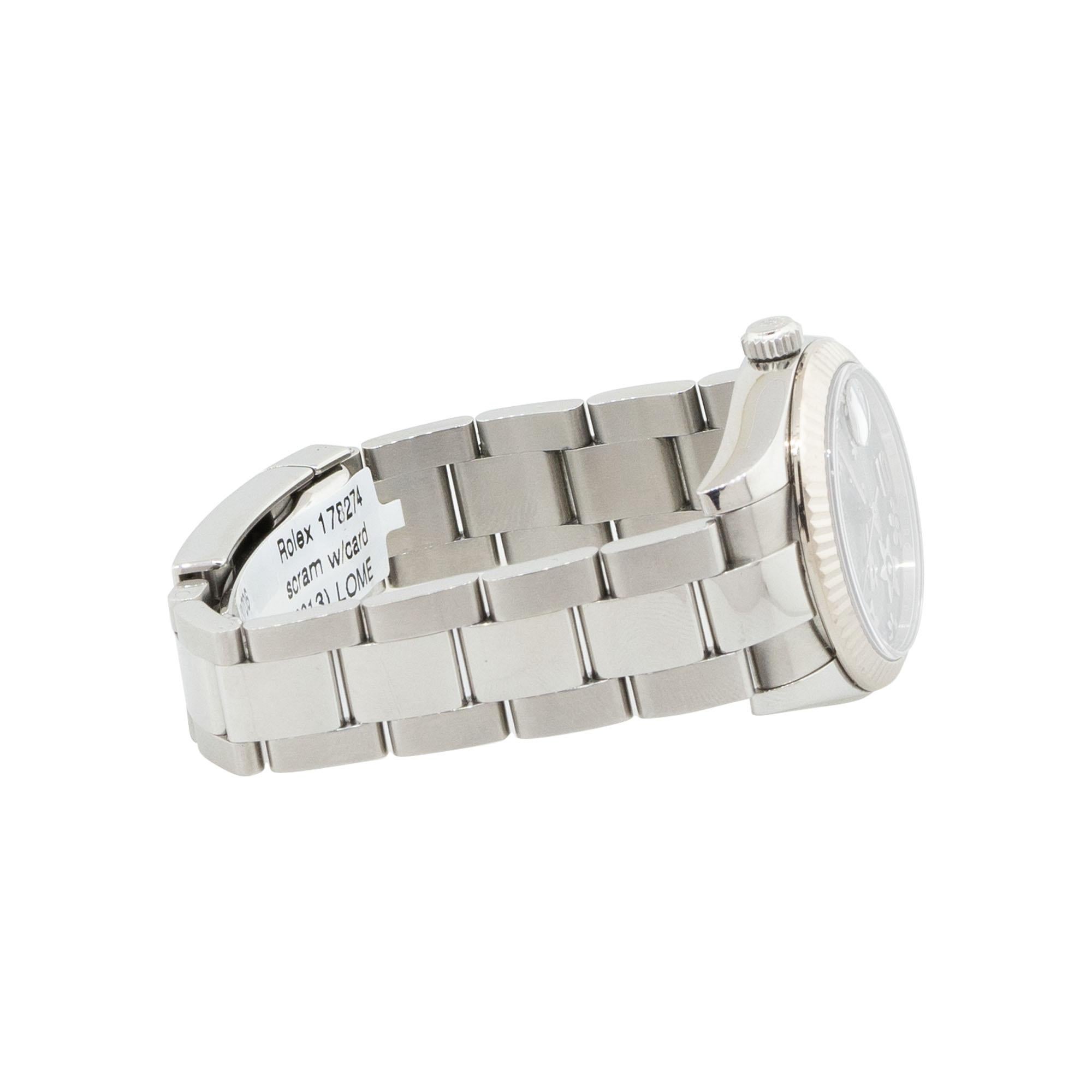 Rolex 178274 Datejust 31mm Edelstahl-Uhr mit geblümtem Zifferblatt im Angebot 1