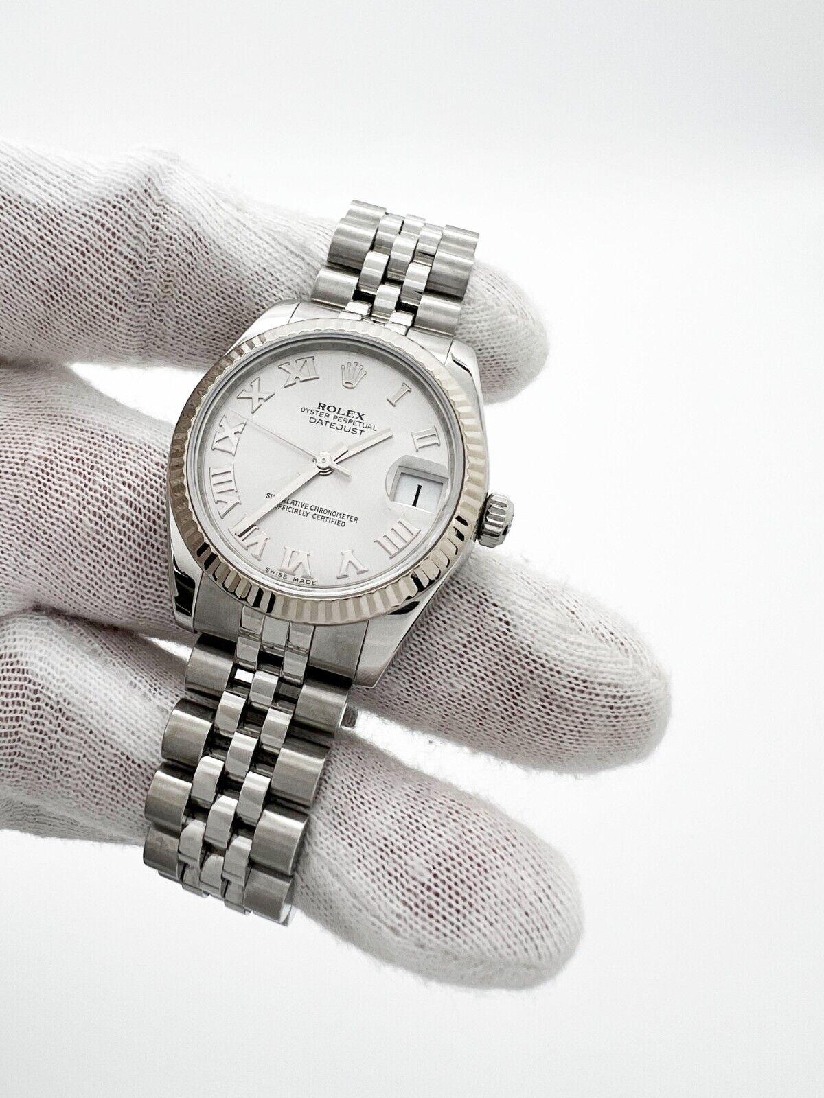 Femenino o masculino Rolex 178274 Datejust Midsize 31mm Plata Esfera Romana Oro 18K Caja Acero Papel