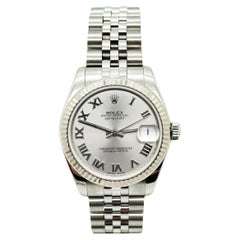 Rolex 178274 Datejust Midsize 31mm Plata Esfera Romana Oro 18K Caja Acero Papel