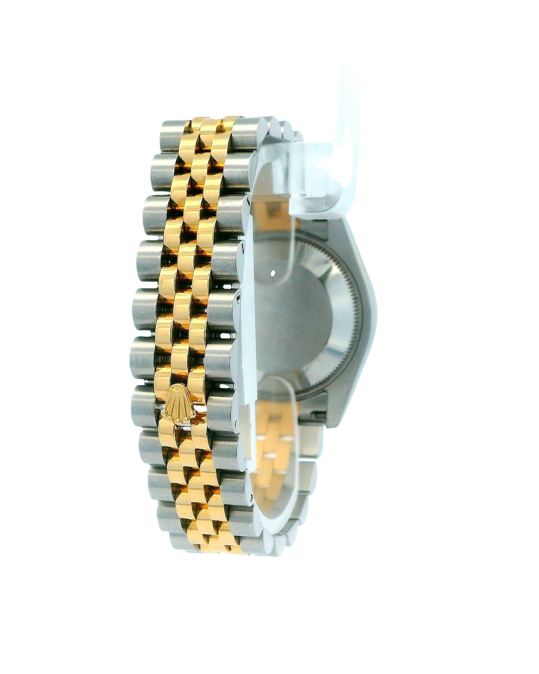 Women's Rolex 178313 Midsize Yellow Gold Steel MOP Diamond Ladies Watch Box & Papers For Sale