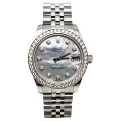 Used Rolex 178384 Datejust Midsize 31mm Factory MOP Diamond Dial and Bezel Steel