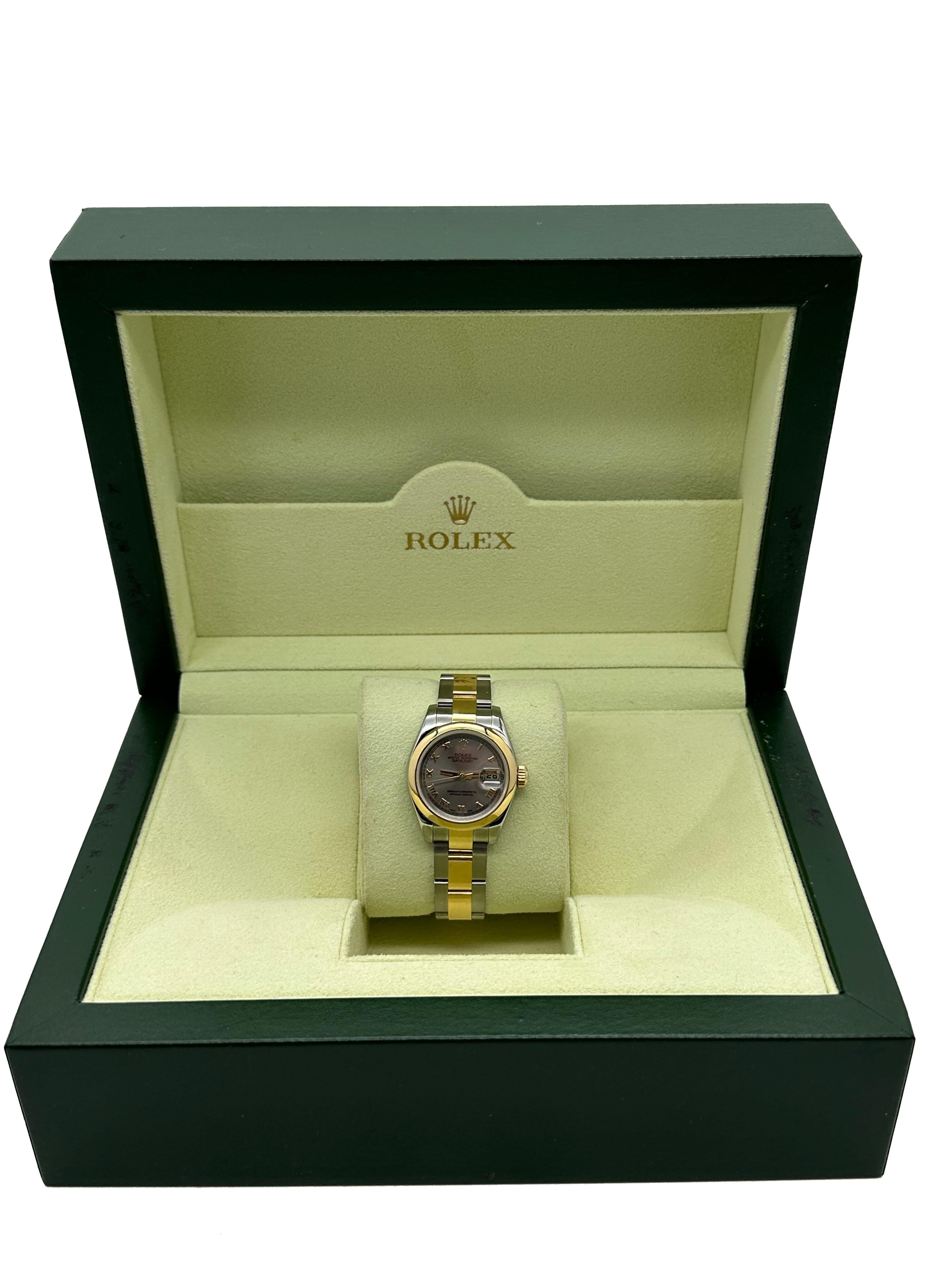 Rolex 179163 Ladies Datejust 26mm Silver Roman Dial 18K Gold Stainless Steel For Sale 1