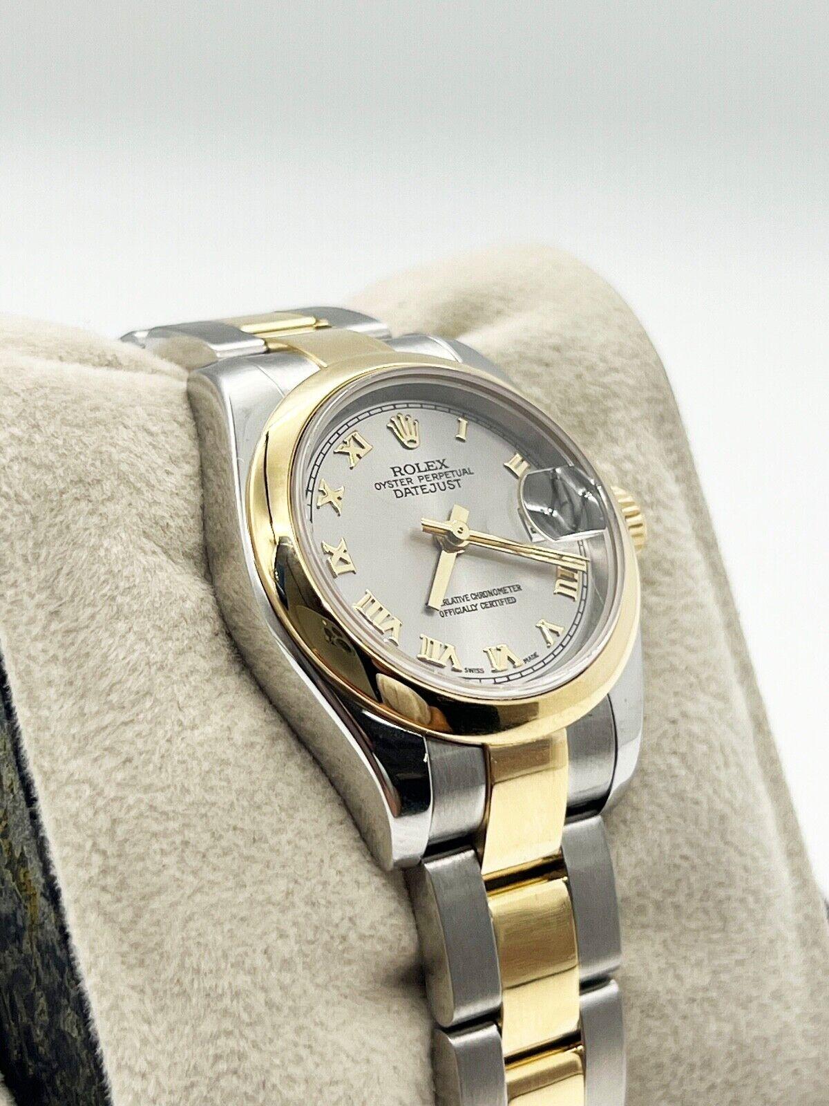 Rolex 179163 Ladies Datejust 26mm Silver Roman Dial 18K Gold Stainless Steel For Sale 2