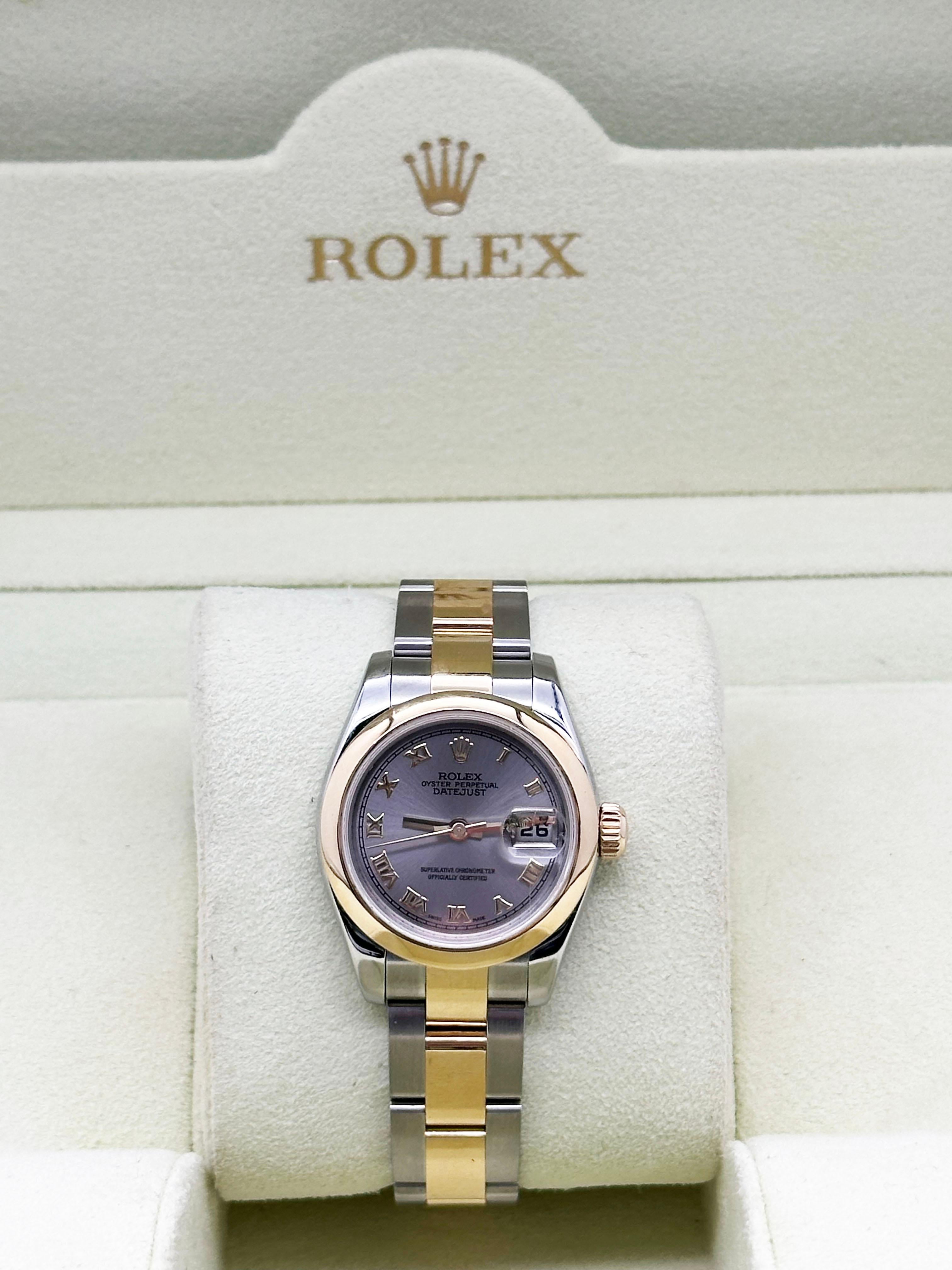 Rolex 179163 Ladies Datejust 26mm Silver Roman Dial 18K Gold Stainless Steel For Sale 3