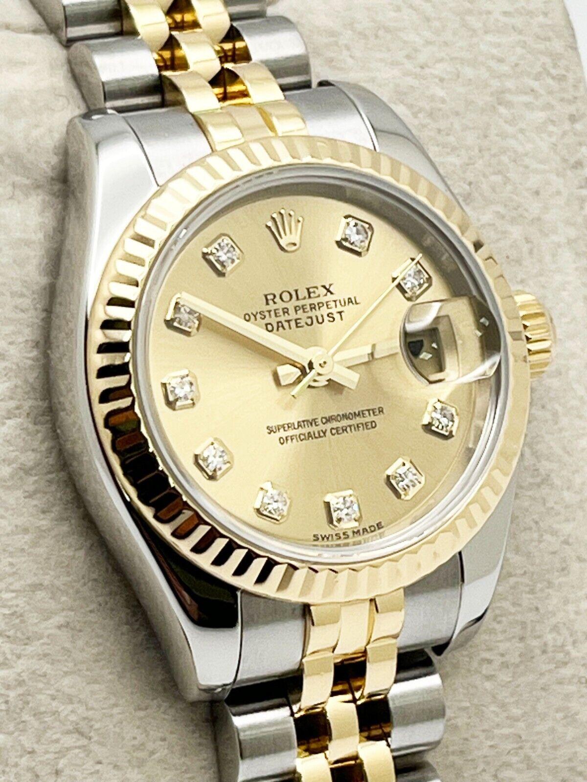 Women's Rolex 179173 Ladies Datejust Diamond Dial 18K Yellow Gold Stainless Steel