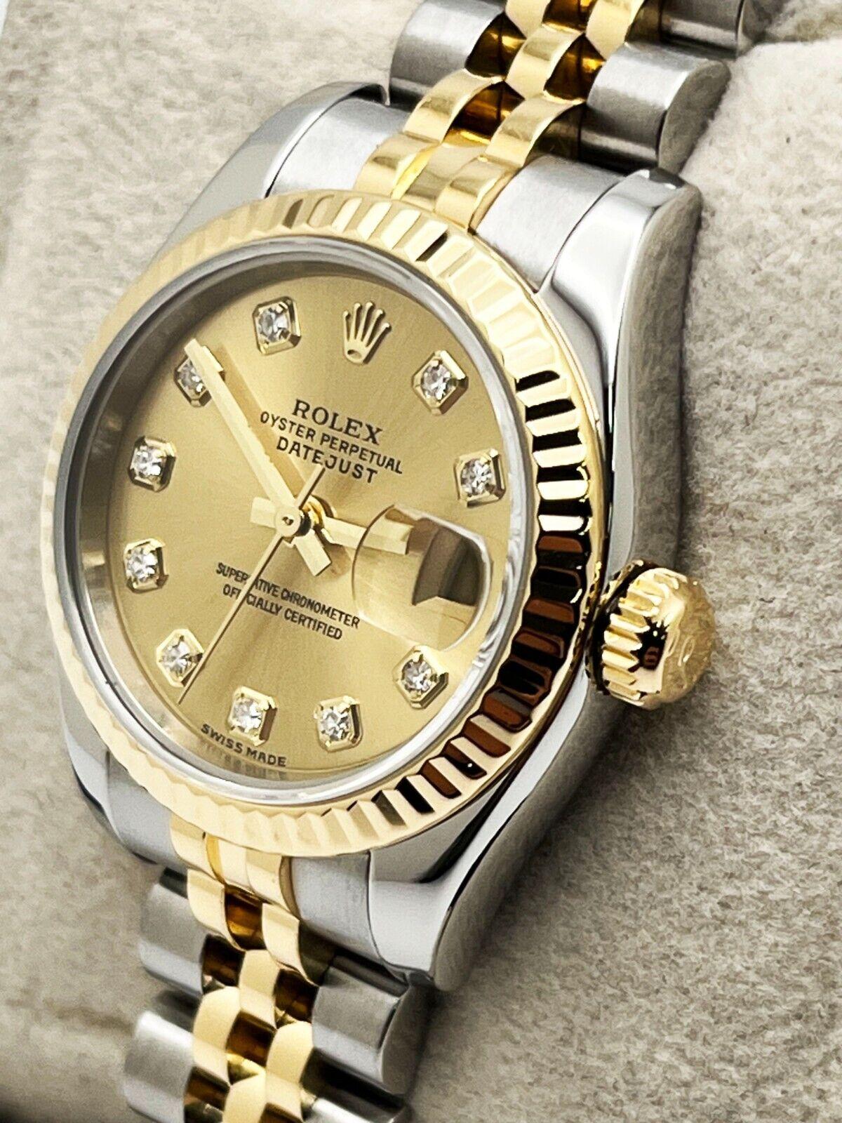 Rolex 179173 Ladies Datejust Diamond Dial 18K Yellow Gold Stainless Steel 1