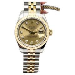 Rolex 179173 Ladies Datejust Diamond Dial 18K Yellow Gold Stainless Steel