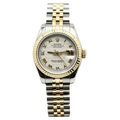 Rolex 179173 Damen Datejust Pyramiden-Zifferblatt 18K Gelbgold Stahlschachtel Bücherregal