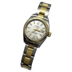 Rolex 179173 Ladies Datejust Silver Dial 18K Yellow Gold Steel Box Paper 2015