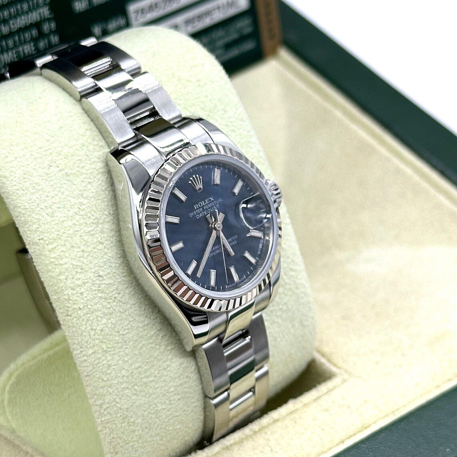 Rolex 179174 Ladies Datejust Blue Dial Stainless Steel Box Paper 2010 For Sale 1