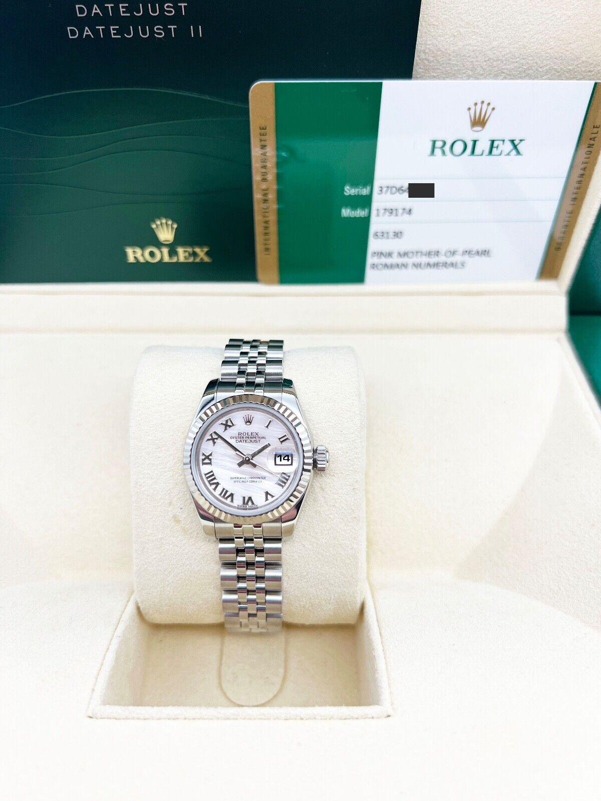 Rolex 179174 Ladies Datejust Pink MOP Dial Stainless Steel Box Paper 2017 In Excellent Condition In San Diego, CA