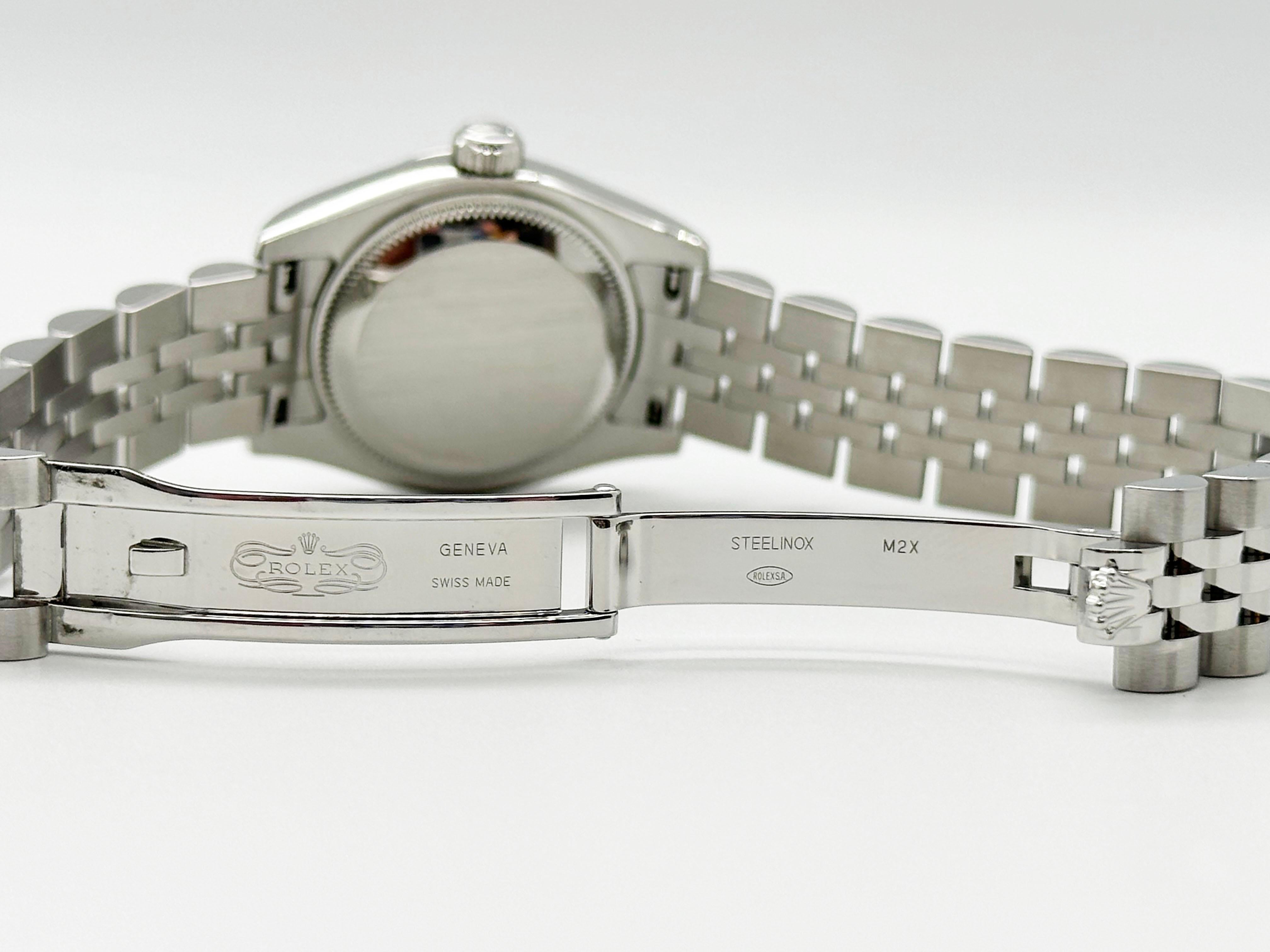 Rolex 179174 Ladies Datejust Silver Diamond Dial Steel 18K Gold Bezel Box Paper 5
