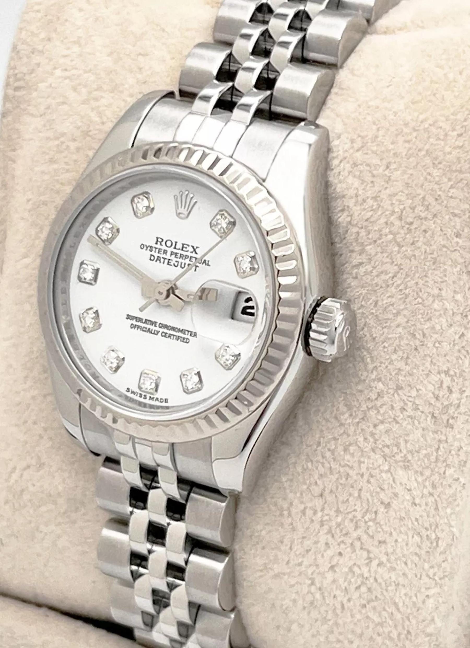 De las mujeres Rolex 179174 Ladies Datejust Esfera Diamante Blanco Acero y Oro Blanco 18K Caja Papel