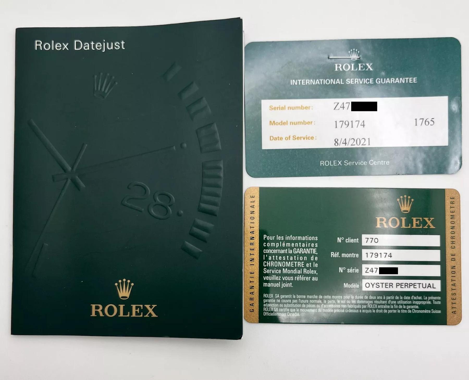 Rolex 179174 Ladies Datejust Esfera Diamante Blanco Acero y Oro Blanco 18K Caja Papel 2