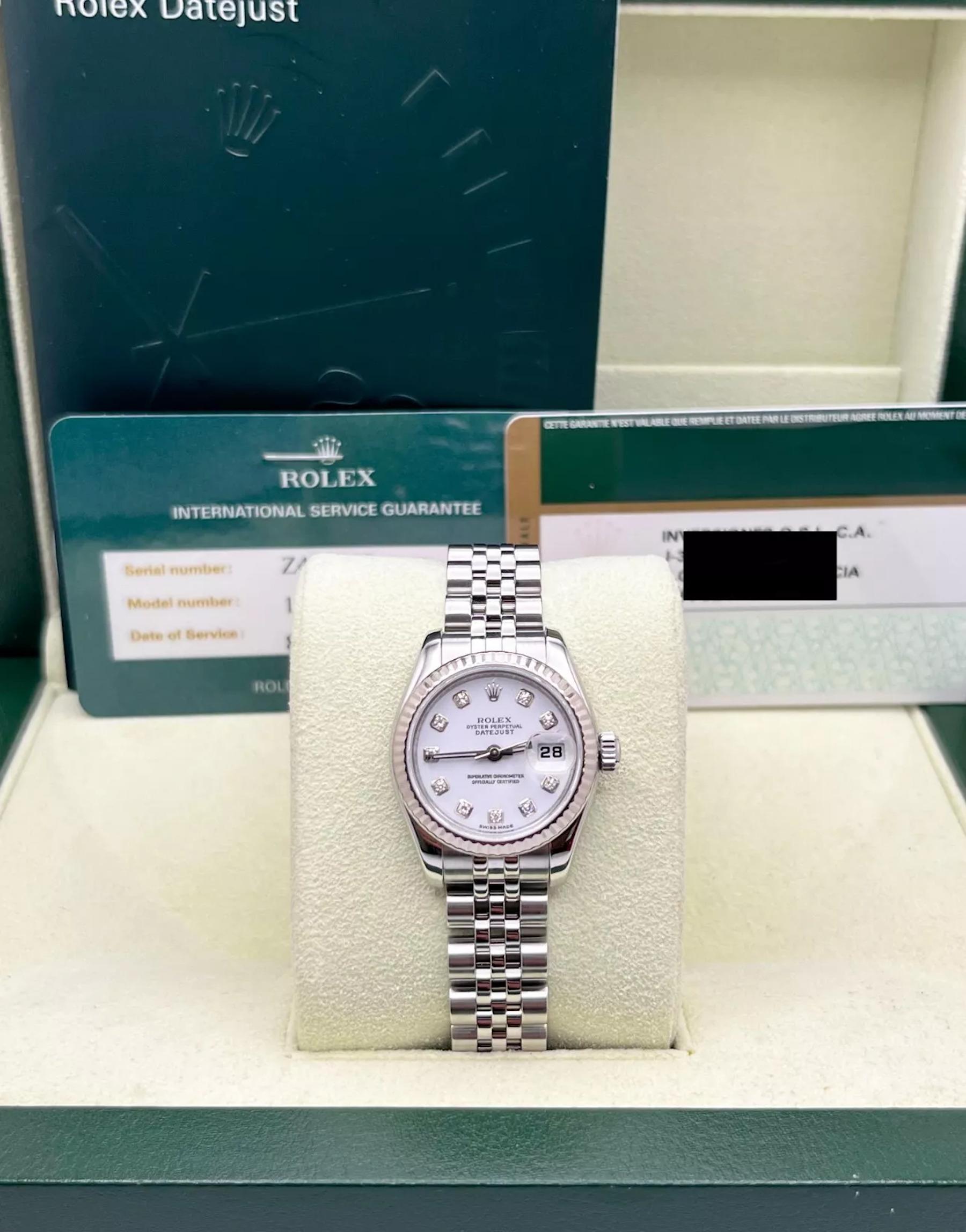 Rolex 179174 Ladies Datejust Esfera Diamante Blanco Acero y Oro Blanco 18K Caja Papel 5