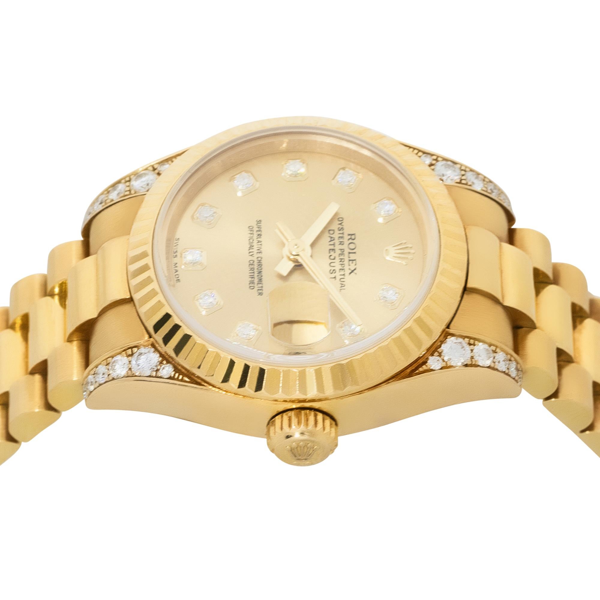 Round Cut Rolex 179238 Datejust 18k Ladies Champagne Dial Diamond Watch