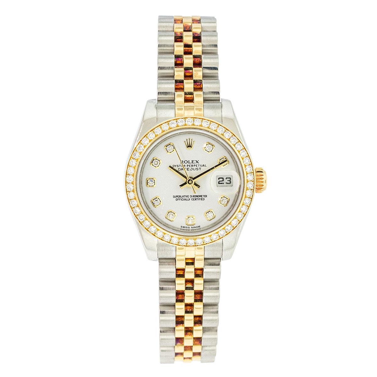 Round Cut Rolex 179383 Datejust 26mm Two Tone Ladies Watch For Sale
