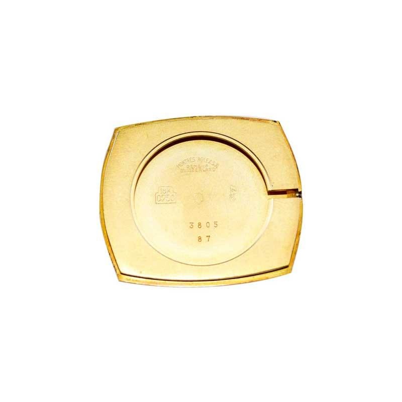 Rolex 18 Karat Gold Cellini Cushion Shaped Watch, circa 1980s 5