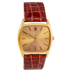 Rolex 18 Karat Gold Cellini Cushion Shaped Watch, circa 1980s