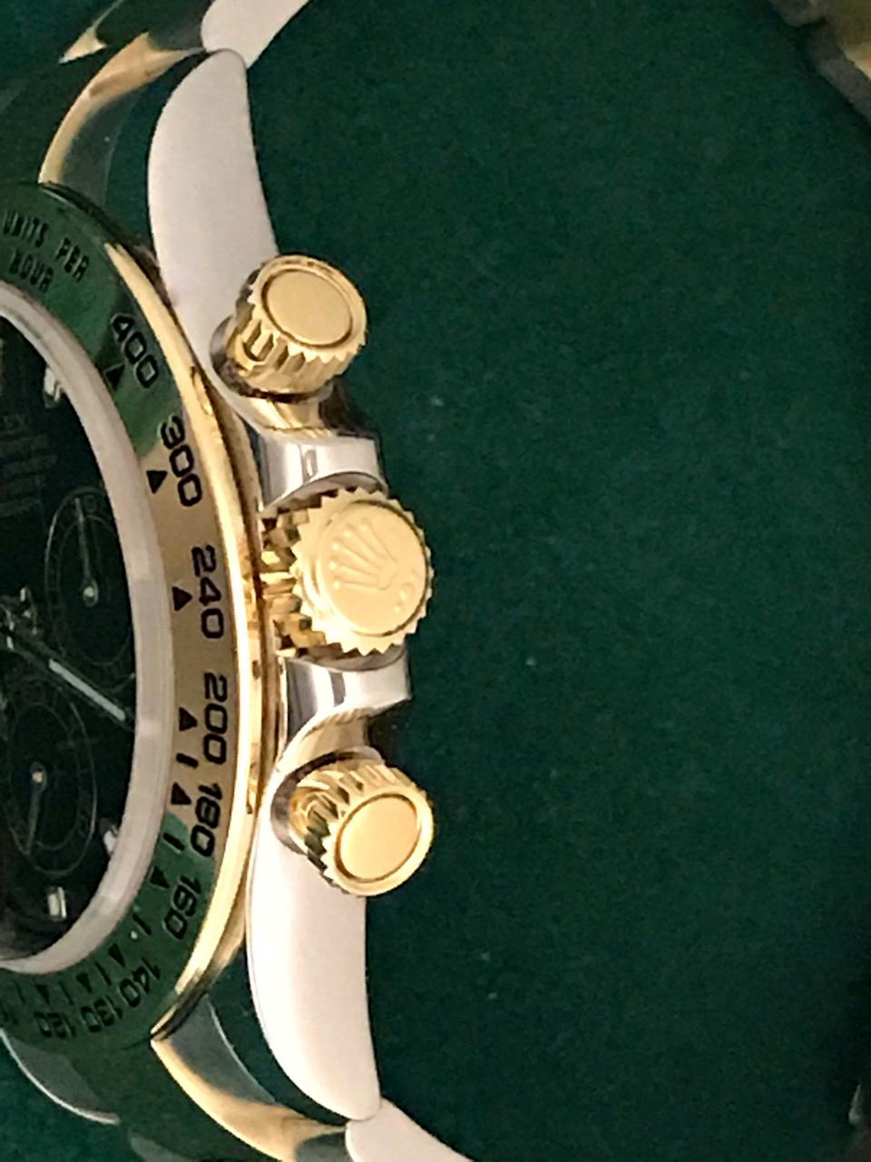 Men's Rolex 18 Karat Gold Stainless Steel Daytona Black Dial Automatic Wristwatch
