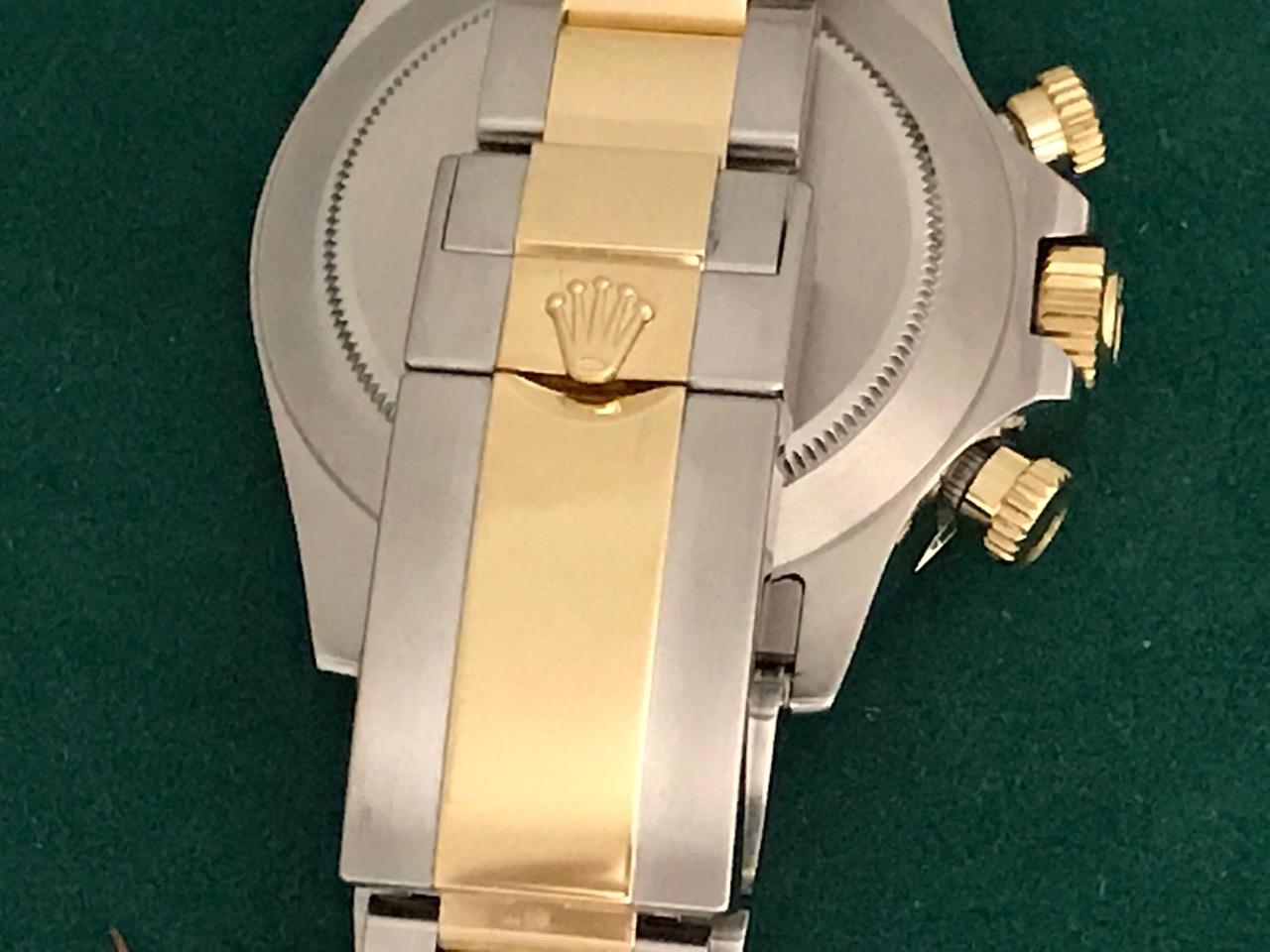 Rolex 18 Karat Gold Stainless Steel Daytona Black Dial Automatic Wristwatch 2