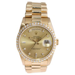 Rolex 18 Karat Gold With Diamond Bezel President circa 1980's with Original Box