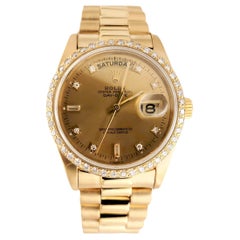 Rolex 18 Karat Gold mit Diamant Lünette Präsident circa 1980's mit Original-Box
