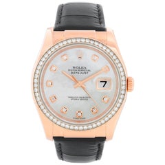 Rolex 18 Karat Rose Gold Datejust Mother of Pearl Watch 116185