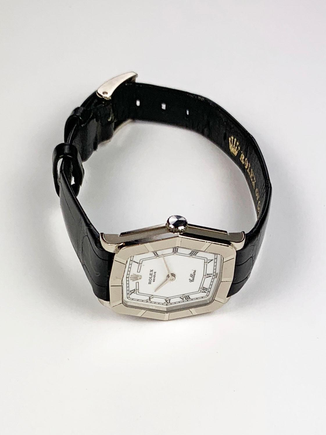 Women's Rolex 18 Karat White Gold Cellini Geometric Manual Wind Wristwatch For Sale