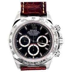 Rolex 18 Karat White Gold Cosmograph Daytona with Black Dial and Alligator Strap