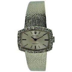 Vintage Rolex 18 Karat White Gold Dress Watch with Diamond Bezel, circa 1970-1971